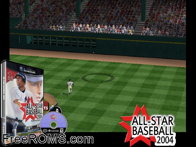 All-Star Baseball 2004 featuring Derek Jeter Nintendo Gamecube game showing 3D box cover and gameplay screenshot