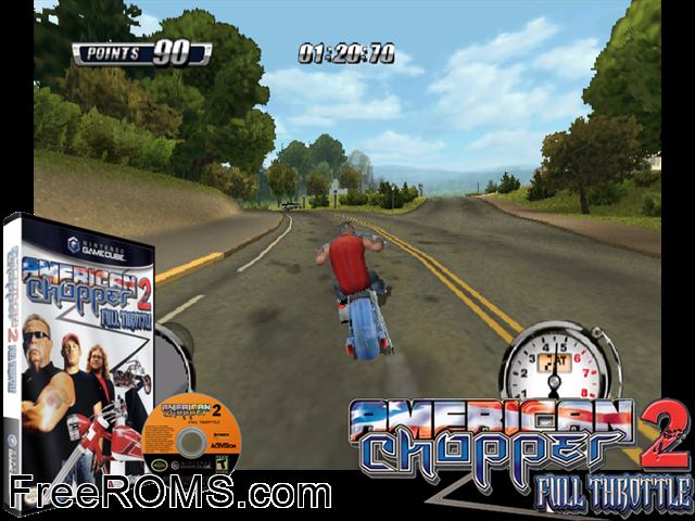 American Chopper 2 - Full Throttle Nintendo Gamecube game showing 3D box cover and gameplay screenshot