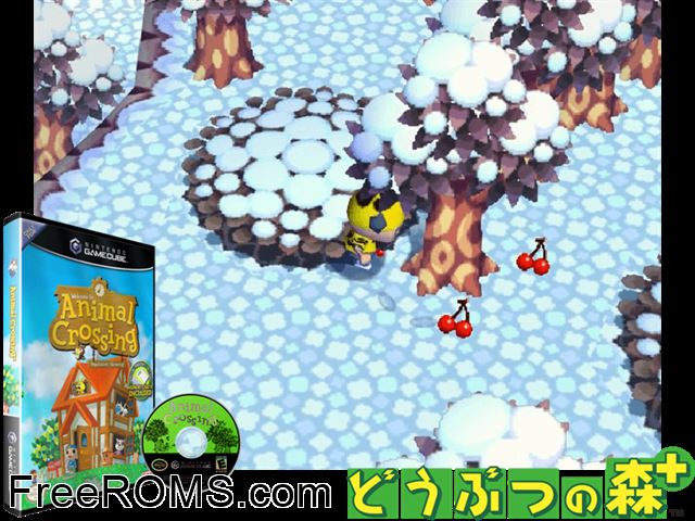 Animal Crossing Nintendo Gamecube game showing 3D box cover and gameplay screenshot