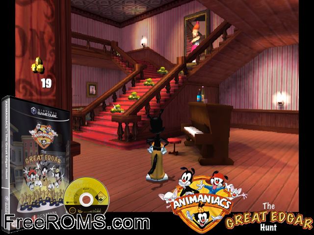 Animaniacs - The Great Edgar Hunt Nintendo Gamecube game showing 3D box cover and gameplay screenshot