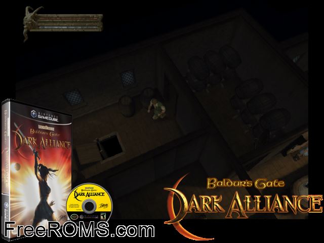 Baldurs Gate - Dark Alliance Nintendo Gamecube game showing 3D box cover and gameplay screenshot