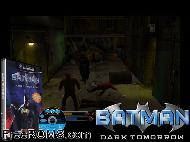 Batman - Dark Tomorrow Nintendo Gamecube game showing 3D box cover and gameplay screenshot