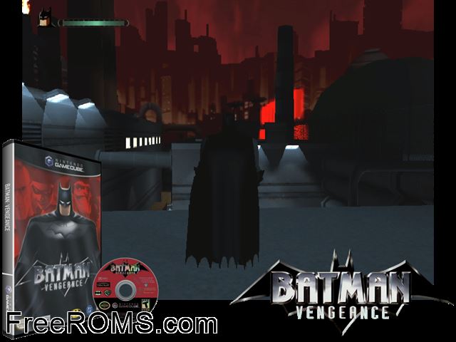 Batman - Vengeance Nintendo Gamecube game showing 3D box cover and gameplay screenshot