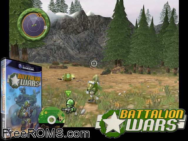 Battalion Wars Nintendo Gamecube game showing 3D box cover and gameplay screenshot