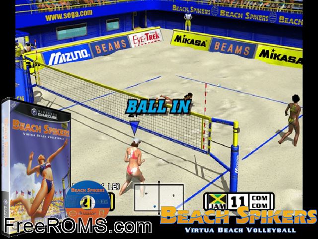 Beach Spikers - Virtua Beach Volleyball Nintendo Gamecube game showing 3D box cover and gameplay screenshot