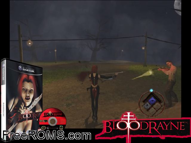 BloodRayne Nintendo Gamecube game showing 3D box cover and gameplay screenshot