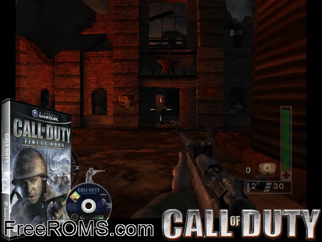 Call of Duty - Finest Hour Nintendo Gamecube game showing 3D box cover and gameplay screenshot