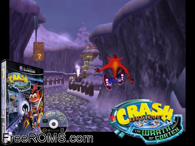 Crash Bandicoot - The Wrath of Cortex Nintendo Gamecube game showing 3D box cover and gameplay screenshot