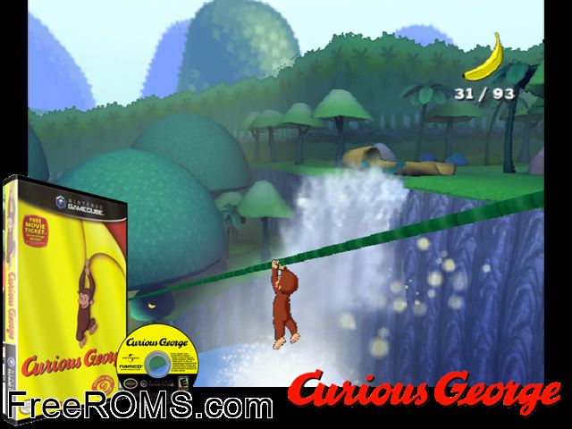 Curious George Nintendo Gamecube game showing 3D box cover and gameplay screenshot