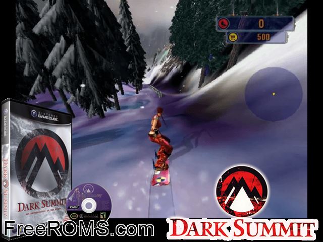 Dark Summit Nintendo Gamecube game showing 3D box cover and gameplay screenshot