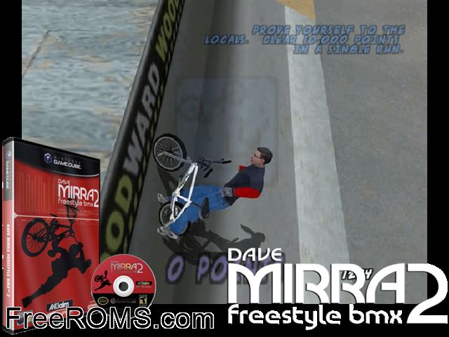 Dave Mirra Freestyle BMX 2 Nintendo Gamecube game showing 3D box cover and gameplay screenshot