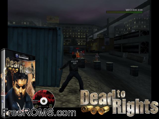 Dead to Rights Nintendo Gamecube game showing 3D box cover and gameplay screenshot