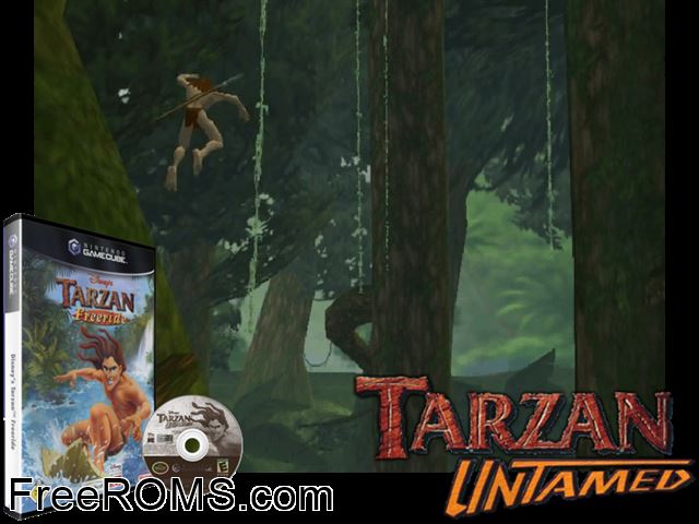 Disneys Tarzan - Untamed Nintendo Gamecube game showing 3D box cover and gameplay screenshot