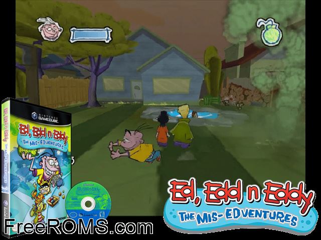 Ed, Edd n Eddy - The Mis-Edventures Nintendo Gamecube game showing 3D box cover and gameplay screenshot