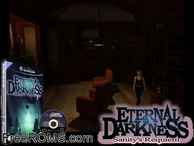 Eternal Darkness - Sanitys Requiem Nintendo Gamecube game showing 3D box cover and gameplay screenshot