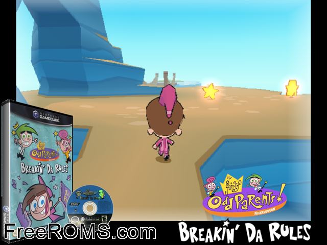 Fairly OddParents, The - Breakin da Rules Nintendo Gamecube game showing 3D box cover and gameplay screenshot