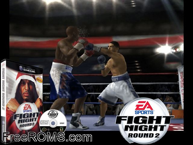 Fight Night Round 2 Nintendo Gamecube game showing 3D box cover and gameplay screenshot