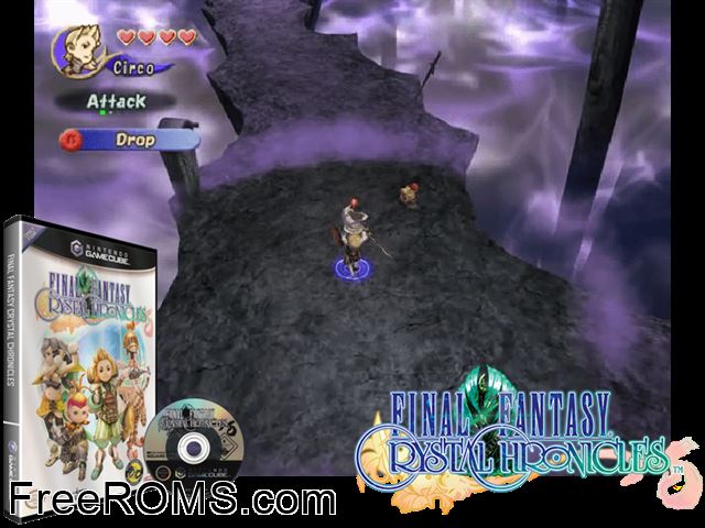 Final Fantasy - Crystal Chronicles Nintendo Gamecube game showing 3D box cover and gameplay screenshot
