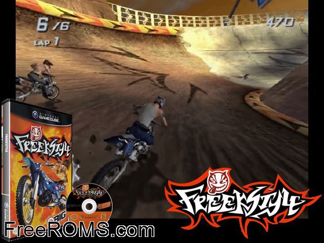 Freekstyle Nintendo Gamecube game showing 3D box cover and gameplay screenshot
