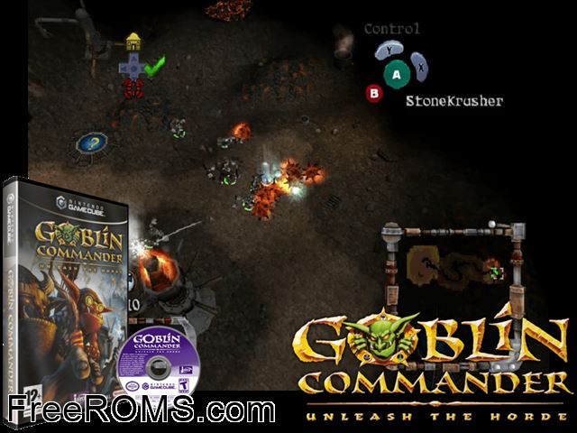 Goblin Commander - Unleash the Horde Nintendo Gamecube game showing 3D box cover and gameplay screenshot
