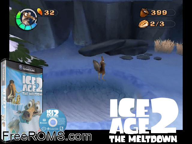 Ice Age 2 - The Meltdown Nintendo Gamecube game showing 3D box cover and gameplay screenshot