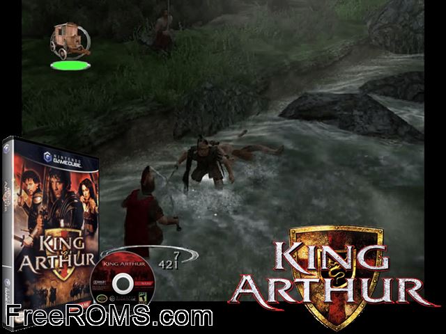King Arthur Nintendo Gamecube game showing 3D box cover and gameplay screenshot