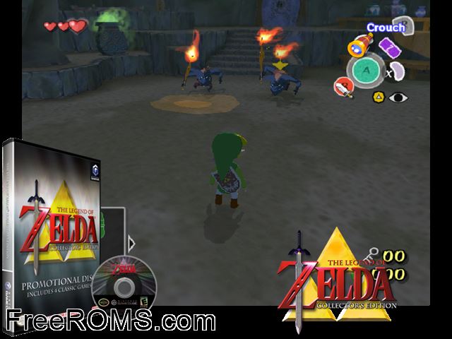 Legend of Zelda, The Collectors Edition Nintendo Gamecube game showing 3D box cover and gameplay screenshot