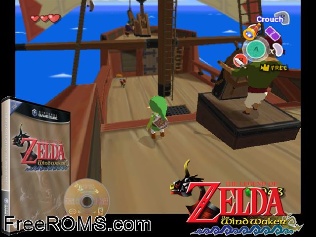Legend of Zelda, The The Wind Waker Nintendo Gamecube game showing 3D box cover and gameplay screenshot