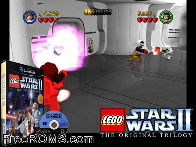 LEGO Star Wars II - The Original Trilogy Nintendo Gamecube game showing 3D box cover and gameplay screenshot