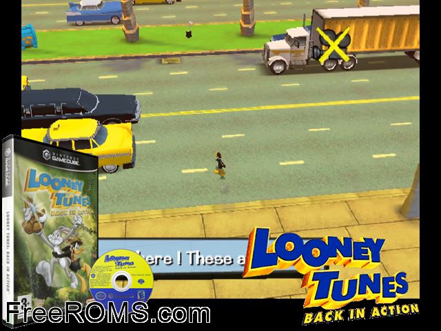 Looney Tunes - Back in Action Nintendo Gamecube game showing 3D box cover and gameplay screenshot