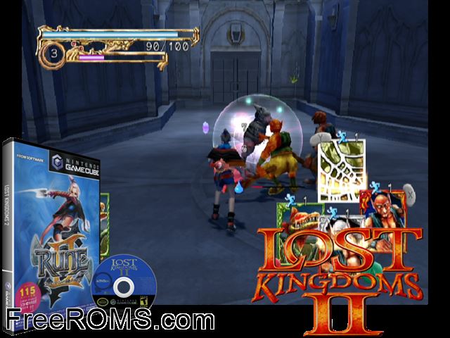 Lost Kingdoms II Nintendo Gamecube game showing 3D box cover and gameplay screenshot