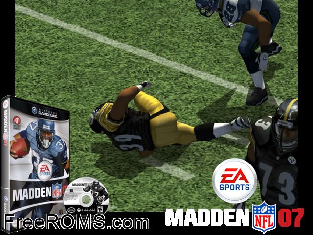 Madden NFL 07 Nintendo Gamecube game showing 3D box cover and gameplay screenshot