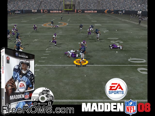 Madden NFL 08 Nintendo Gamecube game showing 3D box cover and gameplay screenshot