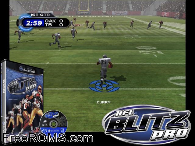 NFL Blitz Pro Nintendo Gamecube game showing 3D box cover and gameplay screenshot