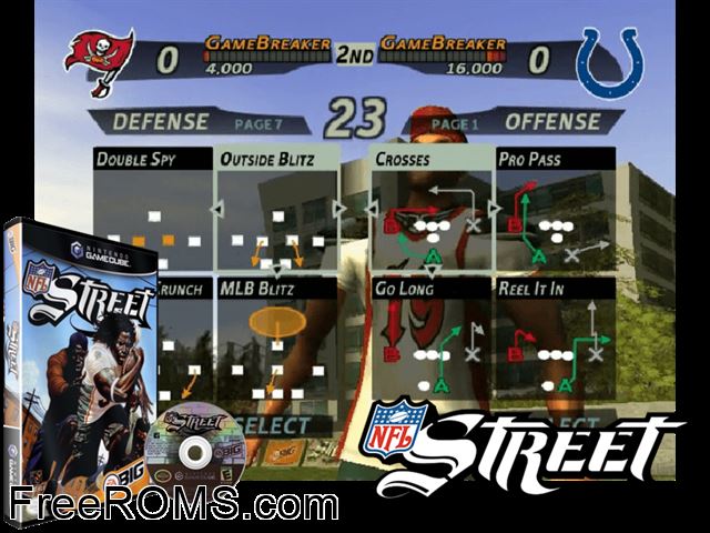 NFL Street Nintendo Gamecube game showing 3D box cover and gameplay screenshot