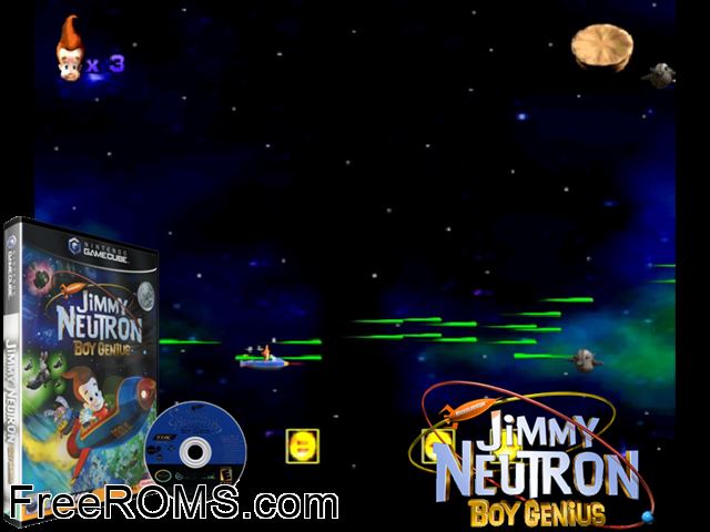 Nickelodeon Jimmy Neutron - Boy Genius Nintendo Gamecube game showing 3D box cover and gameplay screenshot