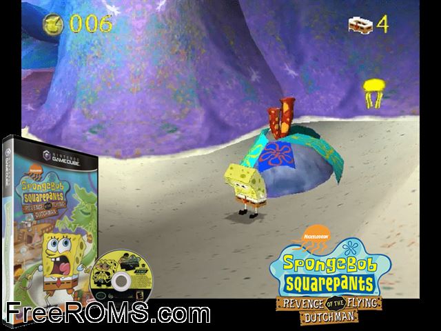 Nickelodeon SpongeBob SquarePants - Revenge of the Flying Dutchman Nintendo Gamecube game showing 3D box cover and gameplay screenshot