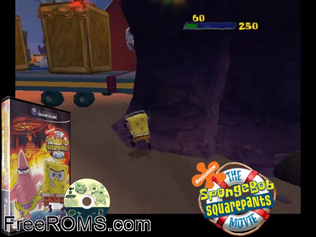 Nickelodeon SpongeBob SquarePants - The Movie Nintendo Gamecube game showing 3D box cover and gameplay screenshot