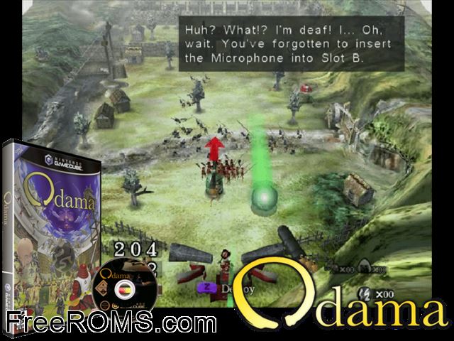 Odama Nintendo Gamecube game showing 3D box cover and gameplay screenshot