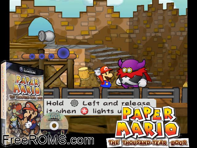 Paper Mario The Thousand-Year Door Nintendo Gamecube game showing 3D box cover and gameplay screenshot