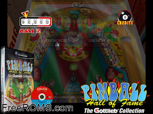 Pinball Hall of Fame - The Gottlieb Collection Nintendo Gamecube game showing 3D box cover and gameplay screenshot