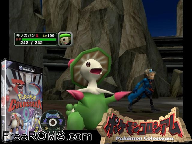 Pokemon Colosseum Nintendo Gamecube game showing 3D box cover and gameplay screenshot
