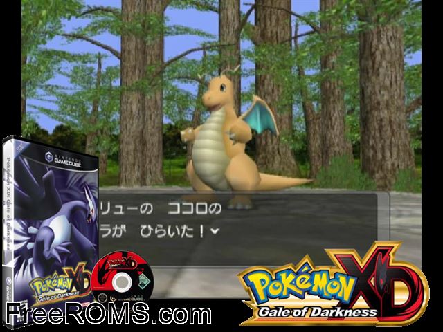 Pokemon XD Gale of Darkness Nintendo Gamecube game showing 3D box cover and gameplay screenshot