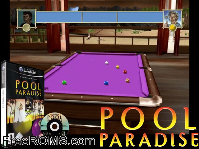 Pool Paradise Nintendo Gamecube game showing 3D box cover and gameplay screenshot