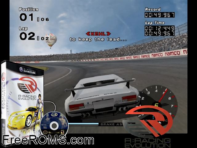 R-Racing Evolution Nintendo Gamecube game showing 3D box cover and gameplay screenshot
