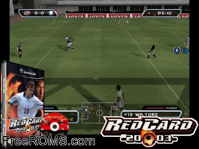 RedCard 2003 Nintendo Gamecube game showing 3D box cover and gameplay screenshot