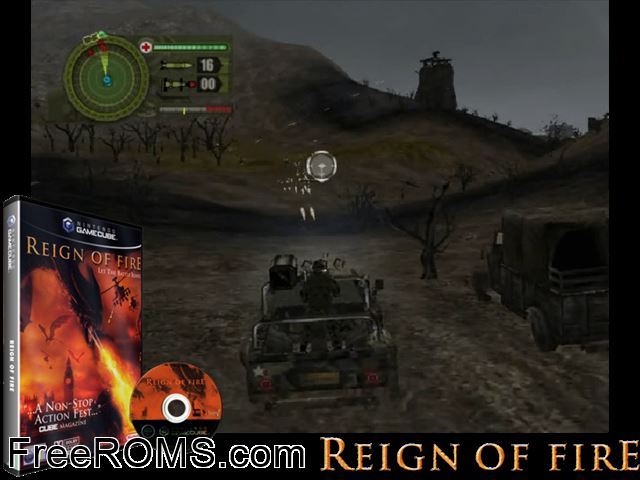 Reign of Fire Nintendo Gamecube game showing 3D box cover and gameplay screenshot