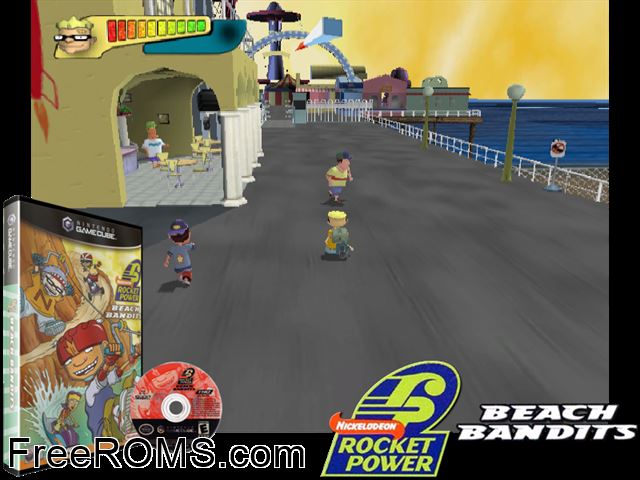 Rocket Power - Beach Bandits Nintendo Gamecube game showing 3D box cover and gameplay screenshot