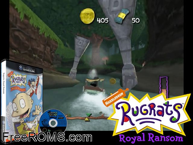 Rugrats - Royal Ransom Nintendo Gamecube game showing 3D box cover and gameplay screenshot
