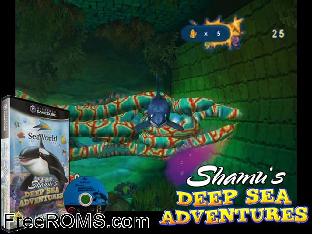 SeaWorld Adventure Parks - Shamus Deep Sea Adventures Nintendo Gamecube game showing 3D box cover and gameplay screenshot